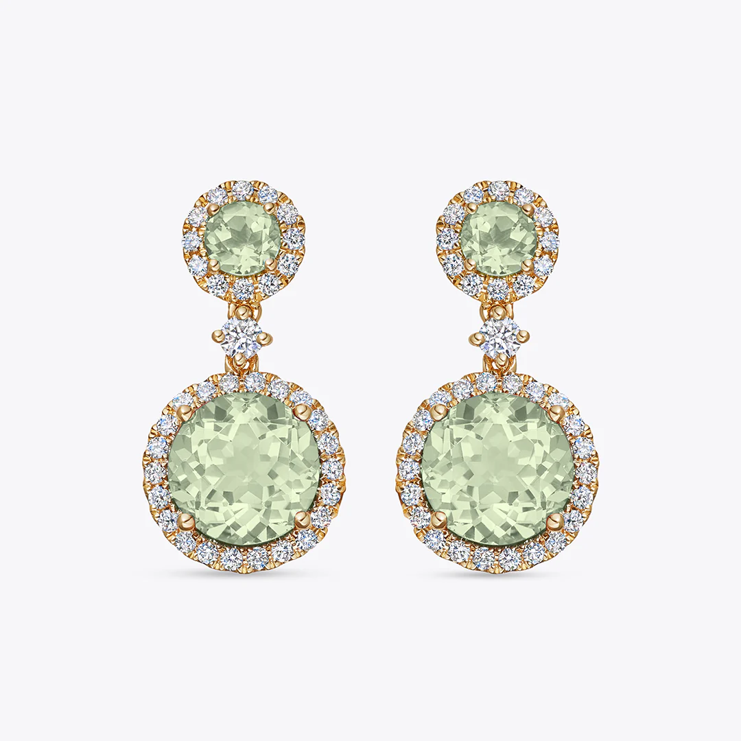 Grace Double Green Amethyst and Diamond Earrings