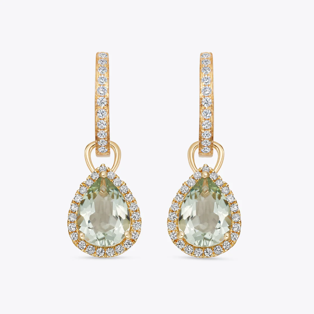 Grace Pear Green Amethyst and Diamond Detachable Earrings