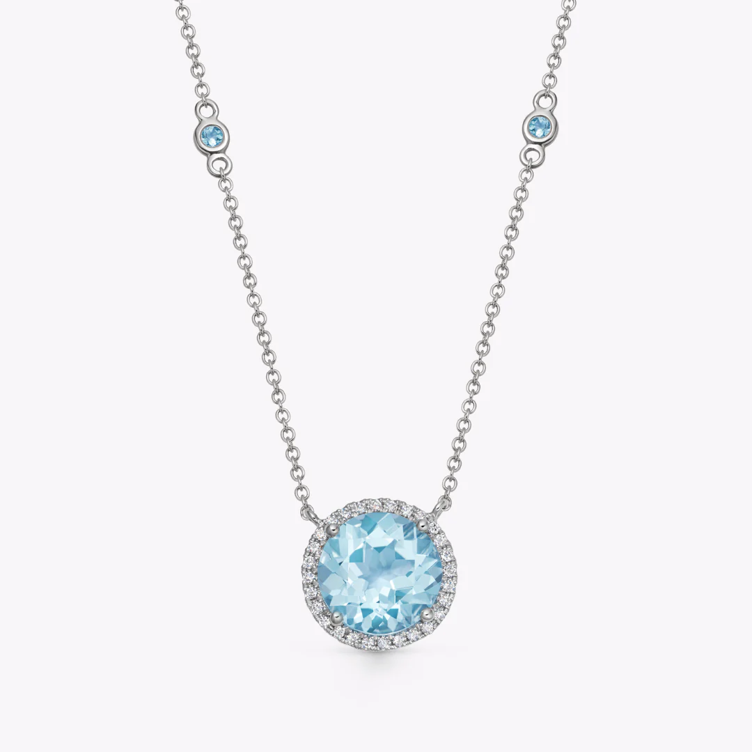 Grace Large Blue Topaz and Diamond Necklace