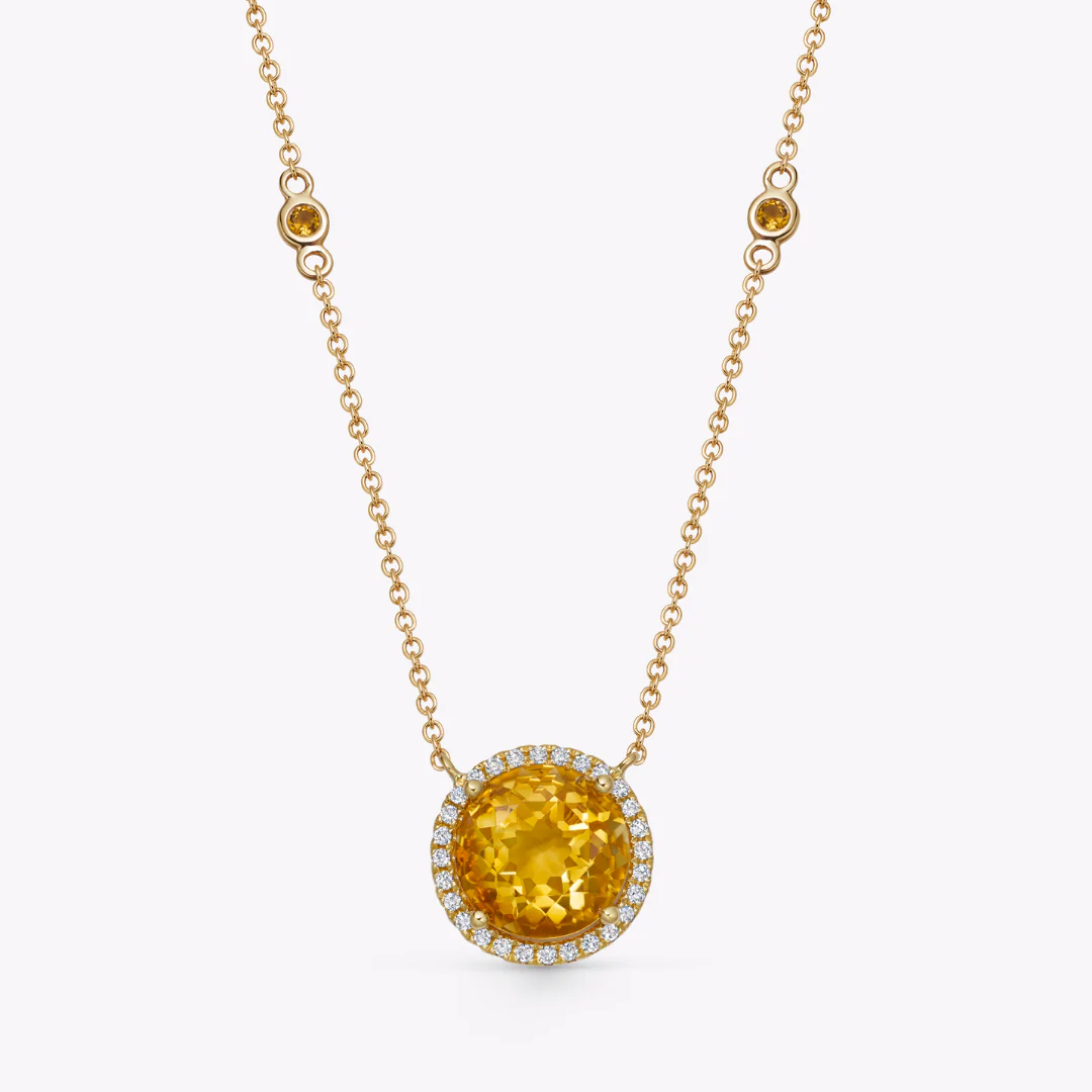 Grace Large Citrine and Diamond Necklace