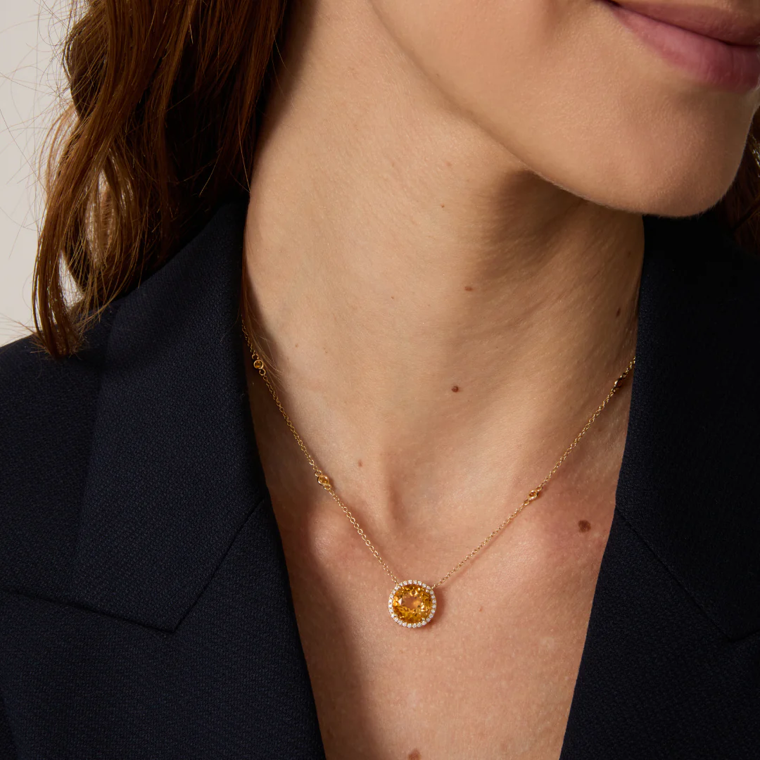 Grace Large Citrine and Diamond Necklace - Image 2