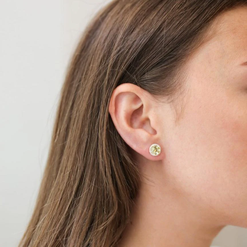 Grace Lemon Quartz and Diamond Stud Earrings - Image 2