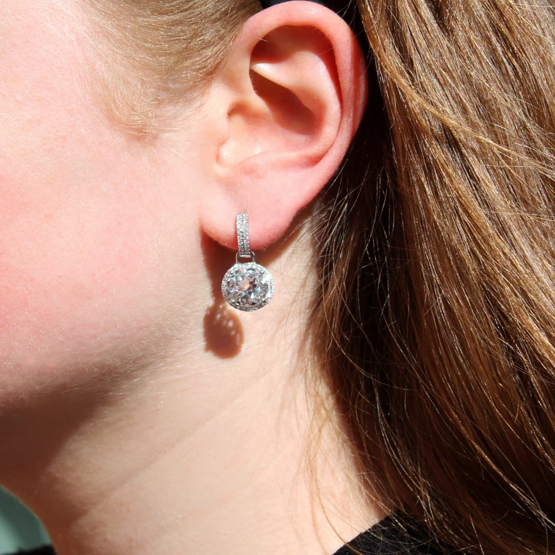 Grace Large White Topaz and Diamond Detachable Earrings - Image 2