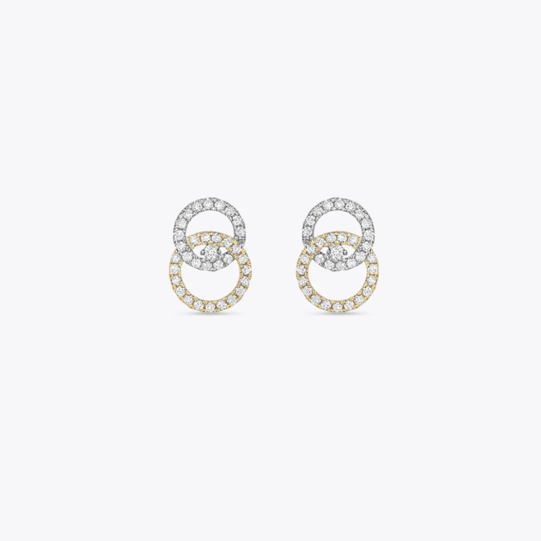 Interlinking Hoop Diamond Stud Earrings