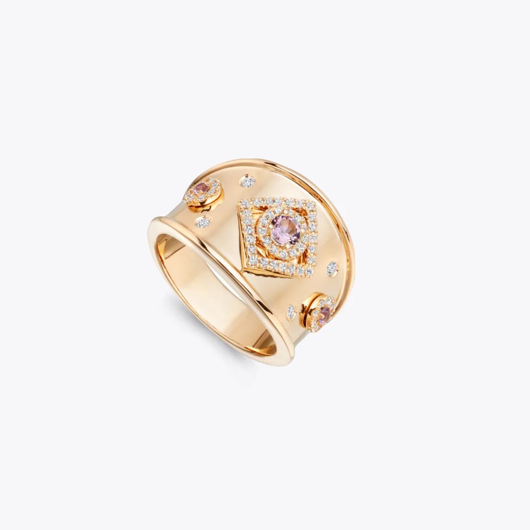 Jemima Lavender Amethyst and Diamond Ring in Yellow Gold