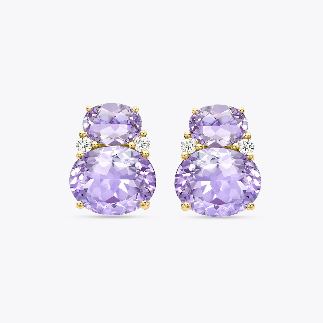 Kiki Classics Lavender Amethyst and Diamond Double Oval Studs