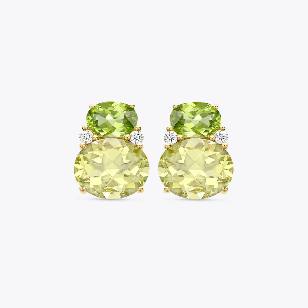 Kiki Classics Lemon Quartz and Peridot Double Oval Studs