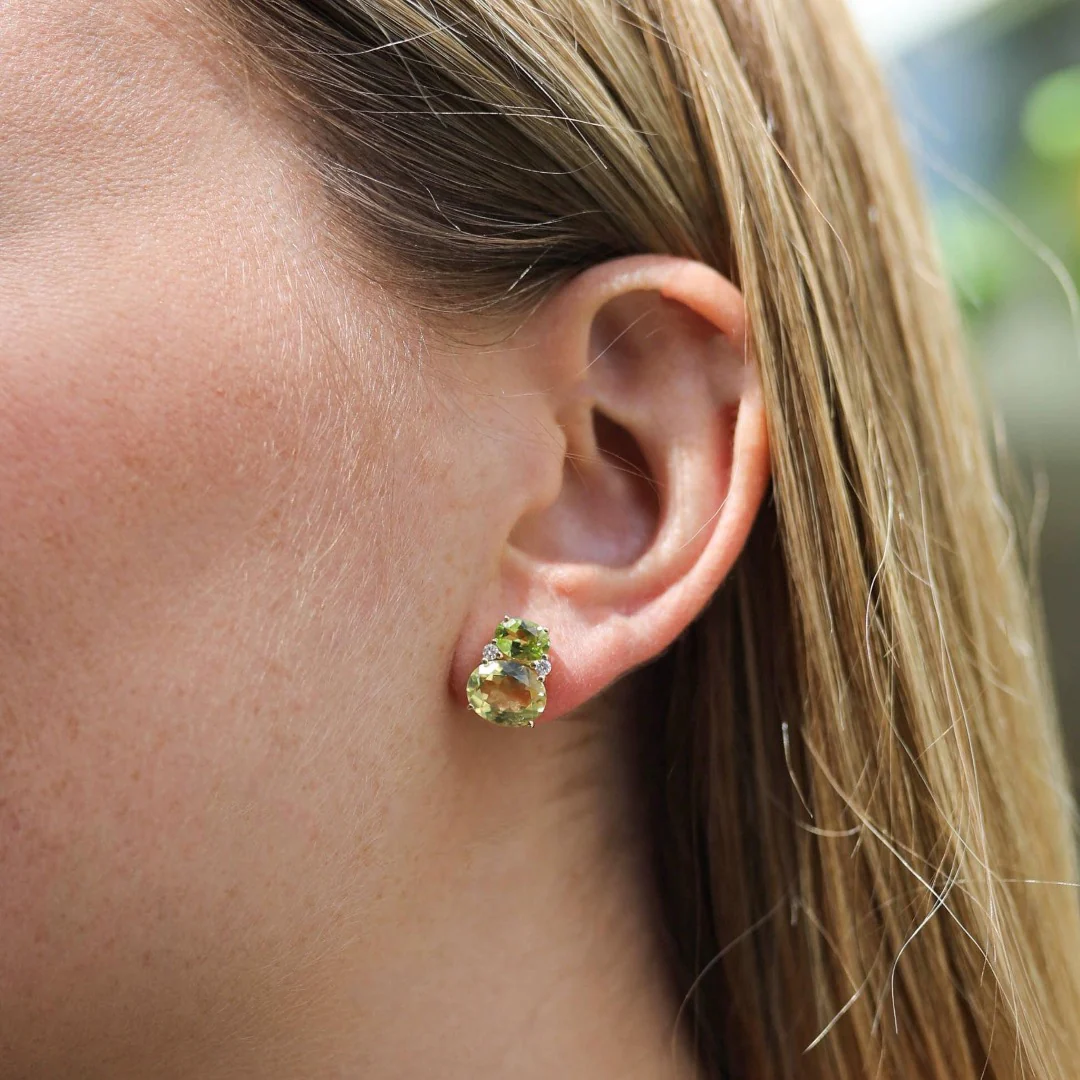 Kiki Classics Lemon Quartz and Peridot Double Oval Studs - Image 2