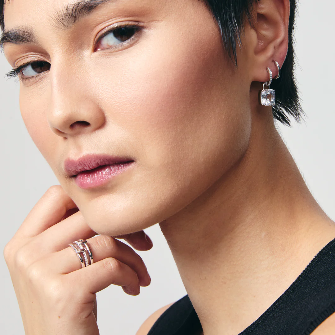 Kiki Cushion White Topaz and Diamond Detachable Earrings - Image 2
