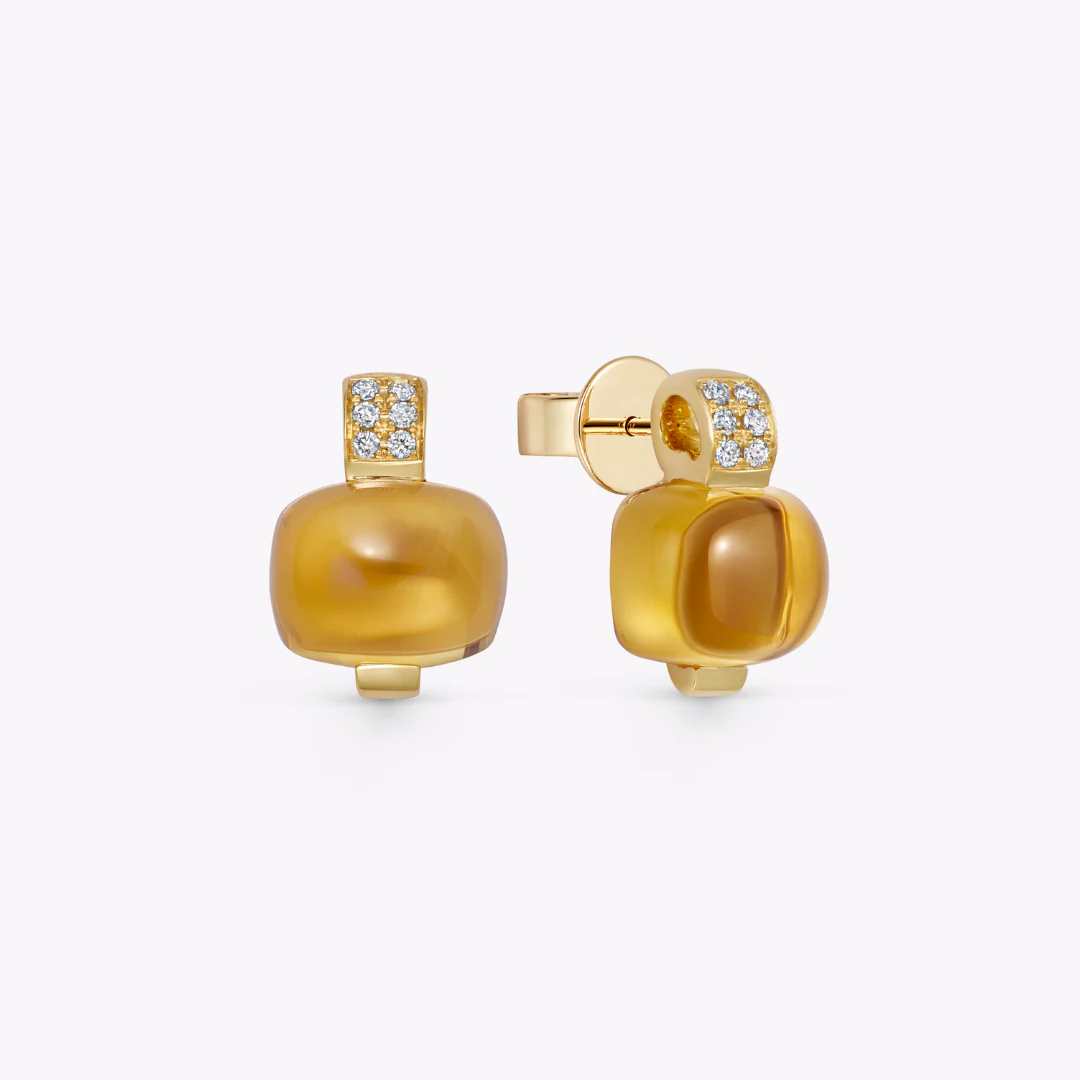 Kiki Classics Cabochon Citrine and Diamond Stud Earrings - Image 2