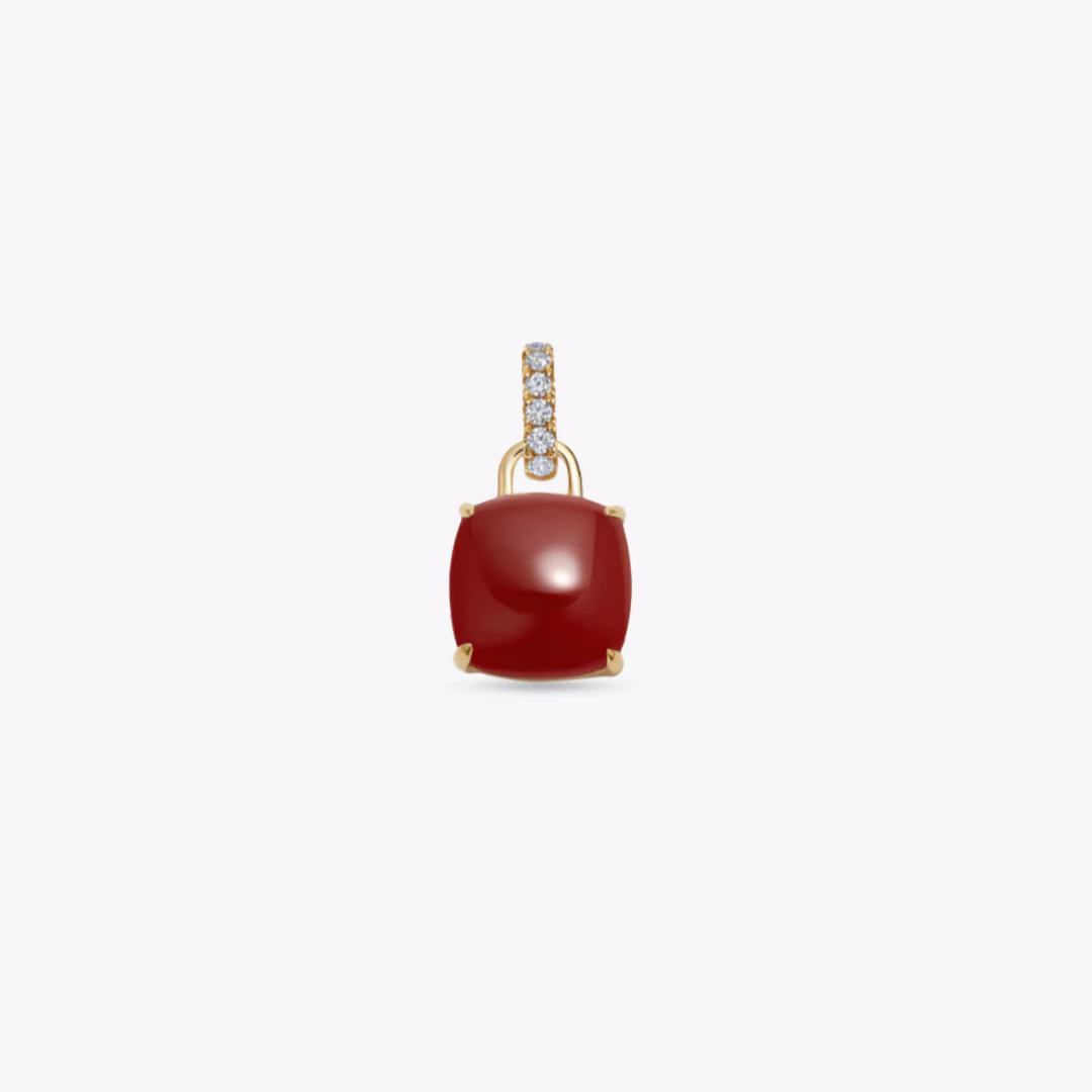 Kiki Cushion Carnelian and Diamond Loop Pendant Only