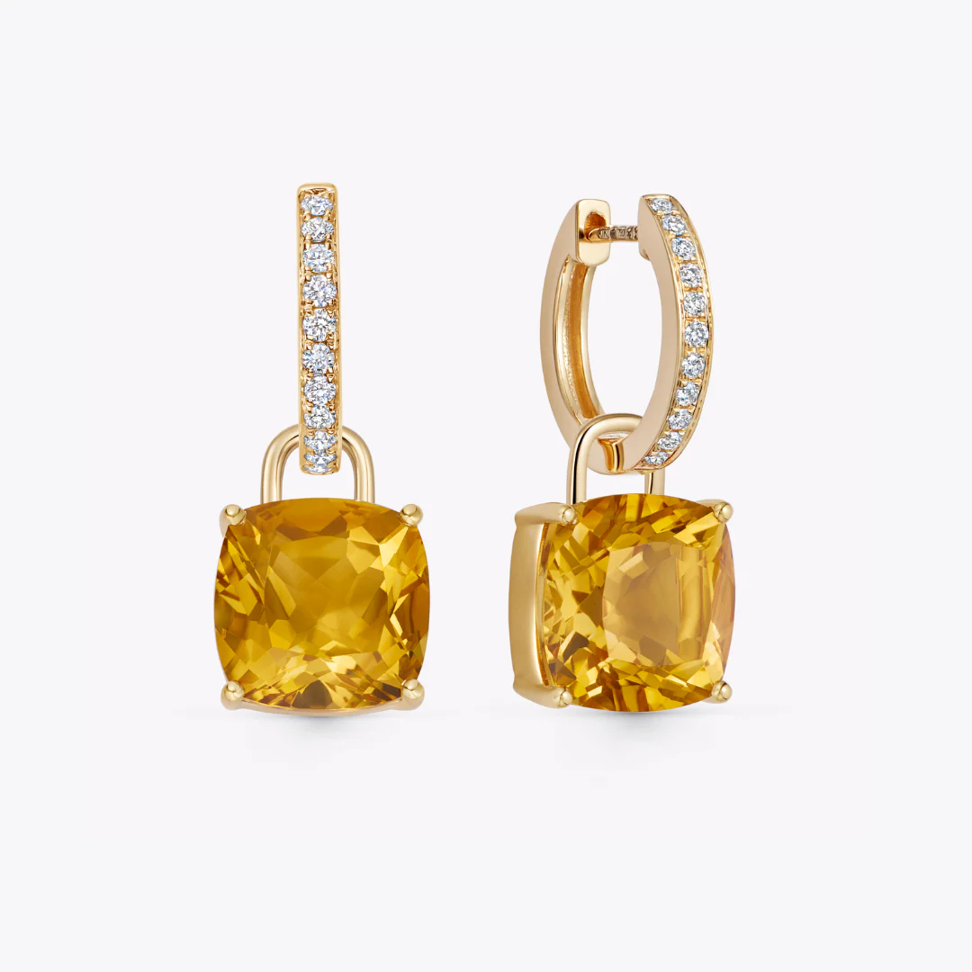 Kiki Cushion Citrine and Diamond Detachable Earrings - Image 4