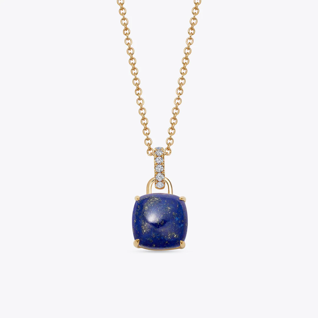 Kiki Cushion Lapis Lazuli and Diamond Pendant