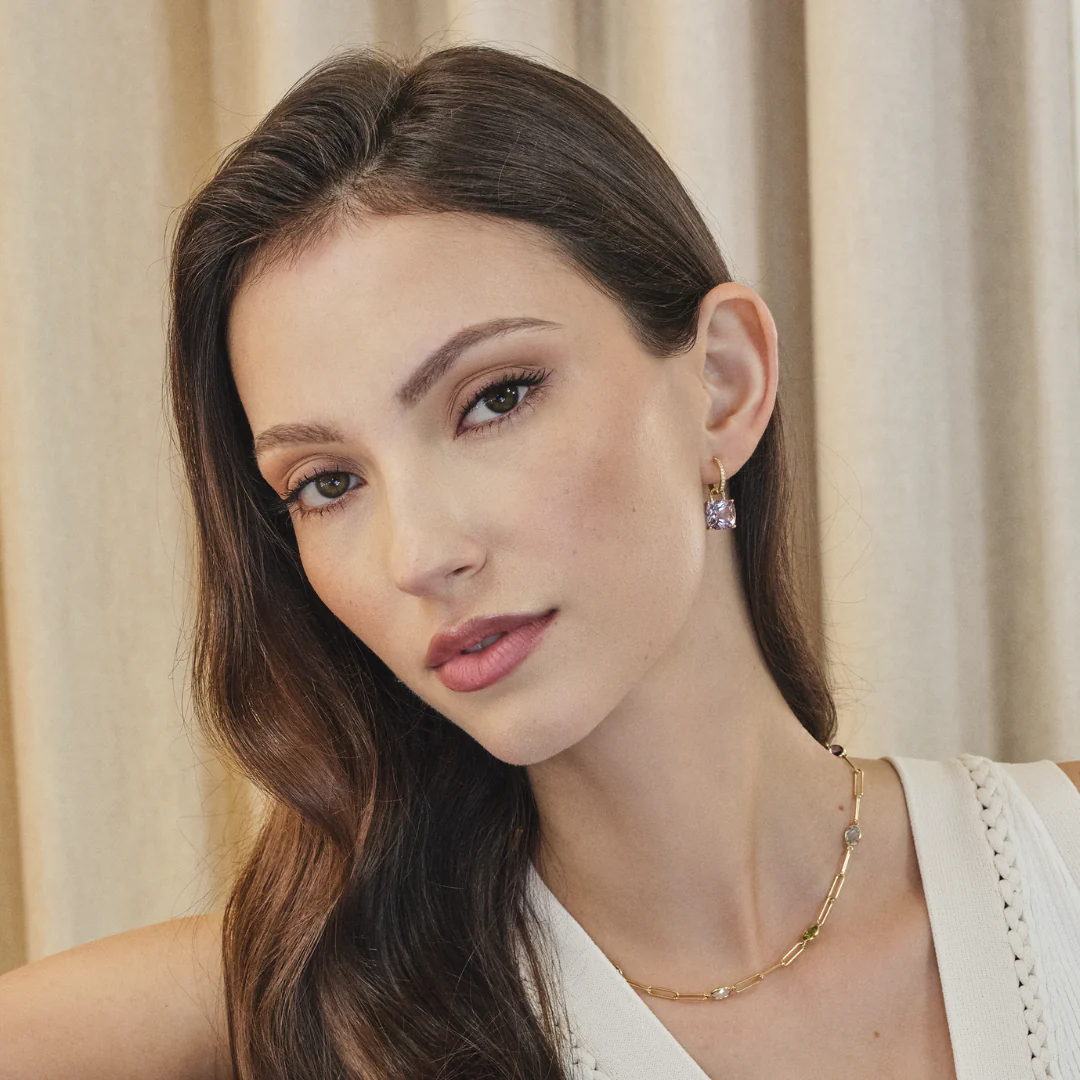 Kiki Cushion Lavender Amethyst and Diamond Detachable Earrings - Image 2