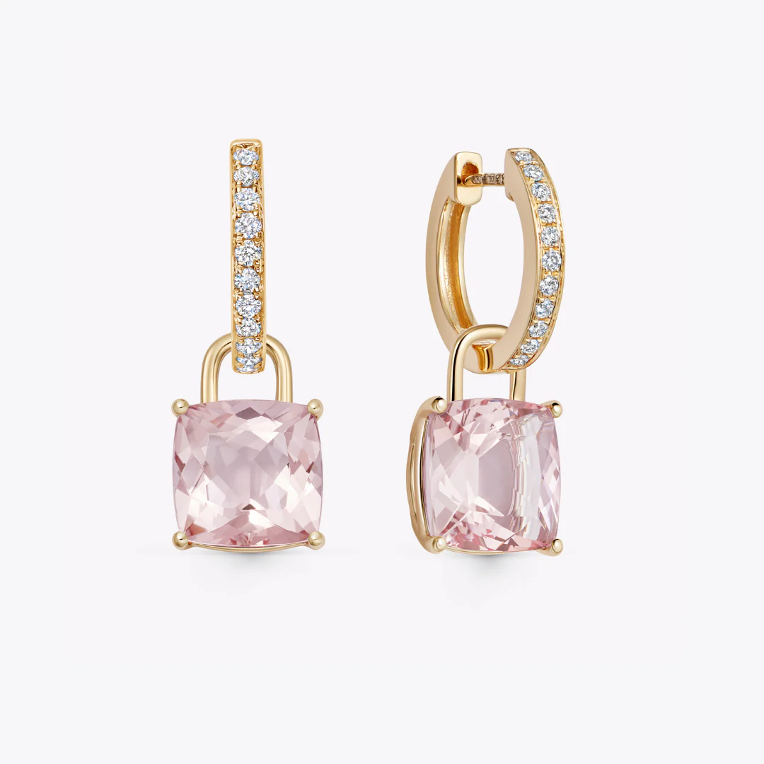 Kiki Cushion Morganite and Diamond Detachable Earrings - Image 3