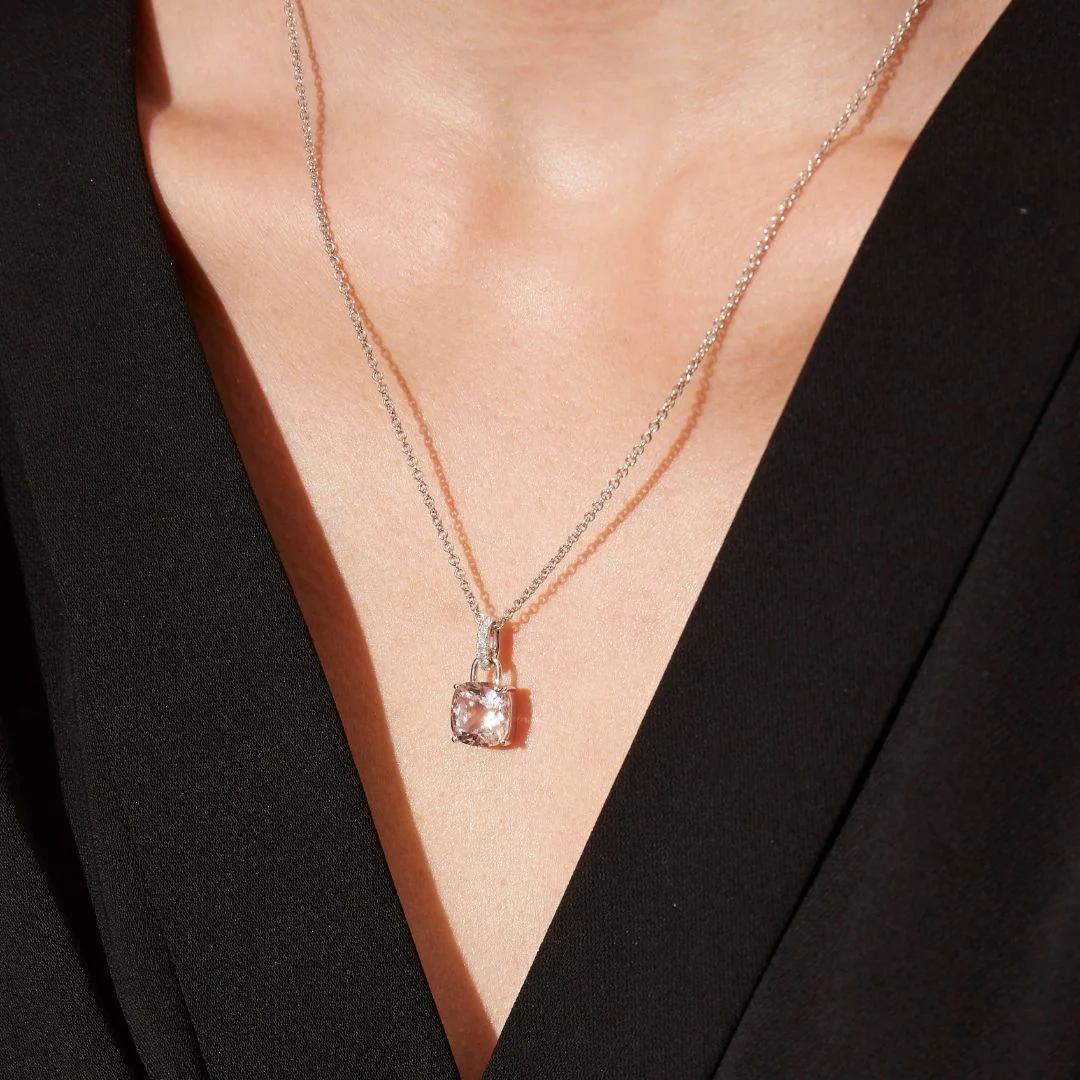 Kiki Cushion Morganite and Diamond Loop Pendant - Image 2