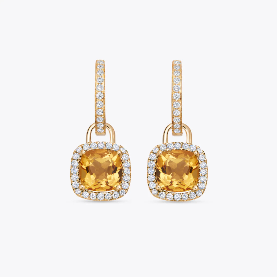 Kiki Cushion Mini Citrine and Diamond Detachable Drops - Image 2