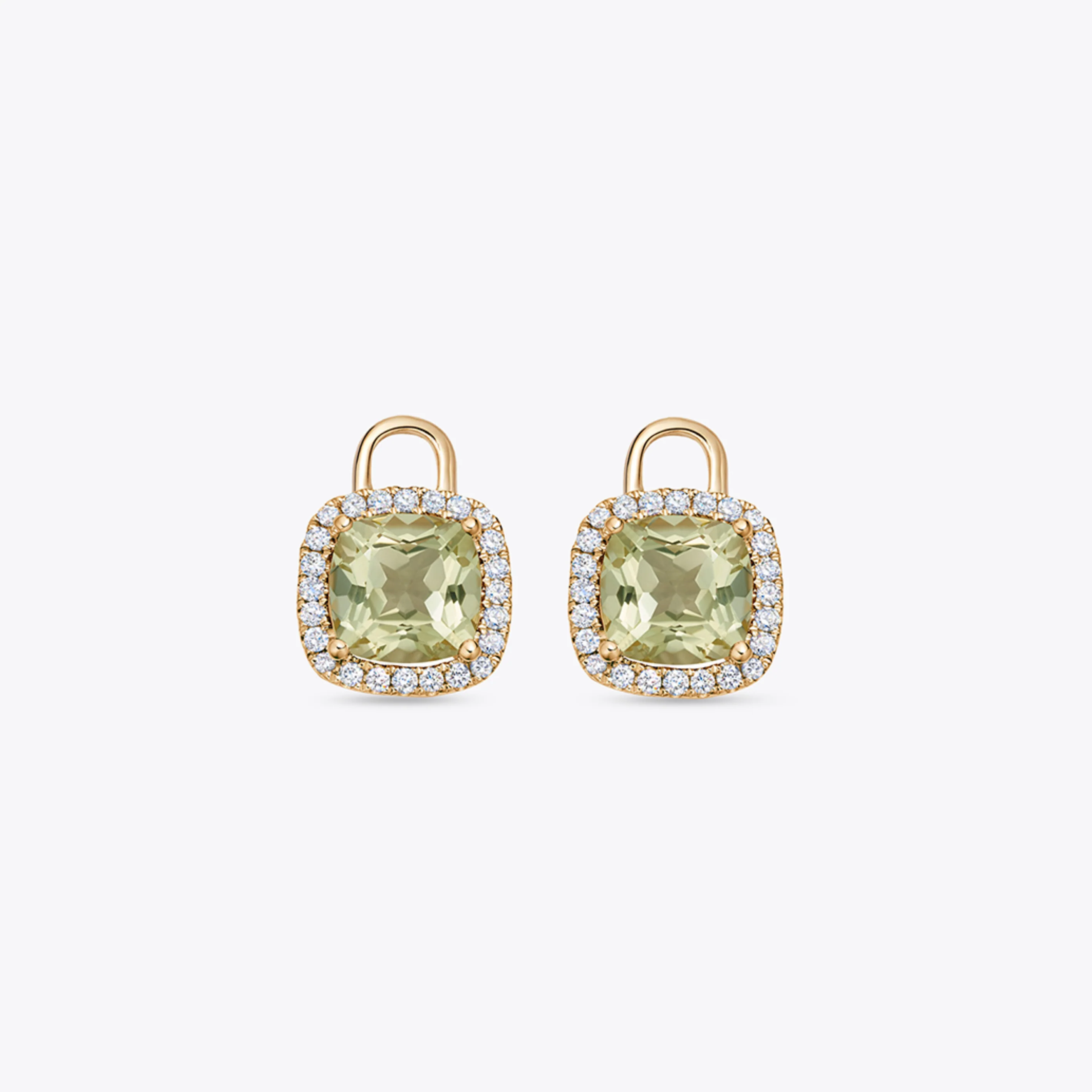 Kiki Cushion Mini Green Amethyst and Diamond Detachable Drops