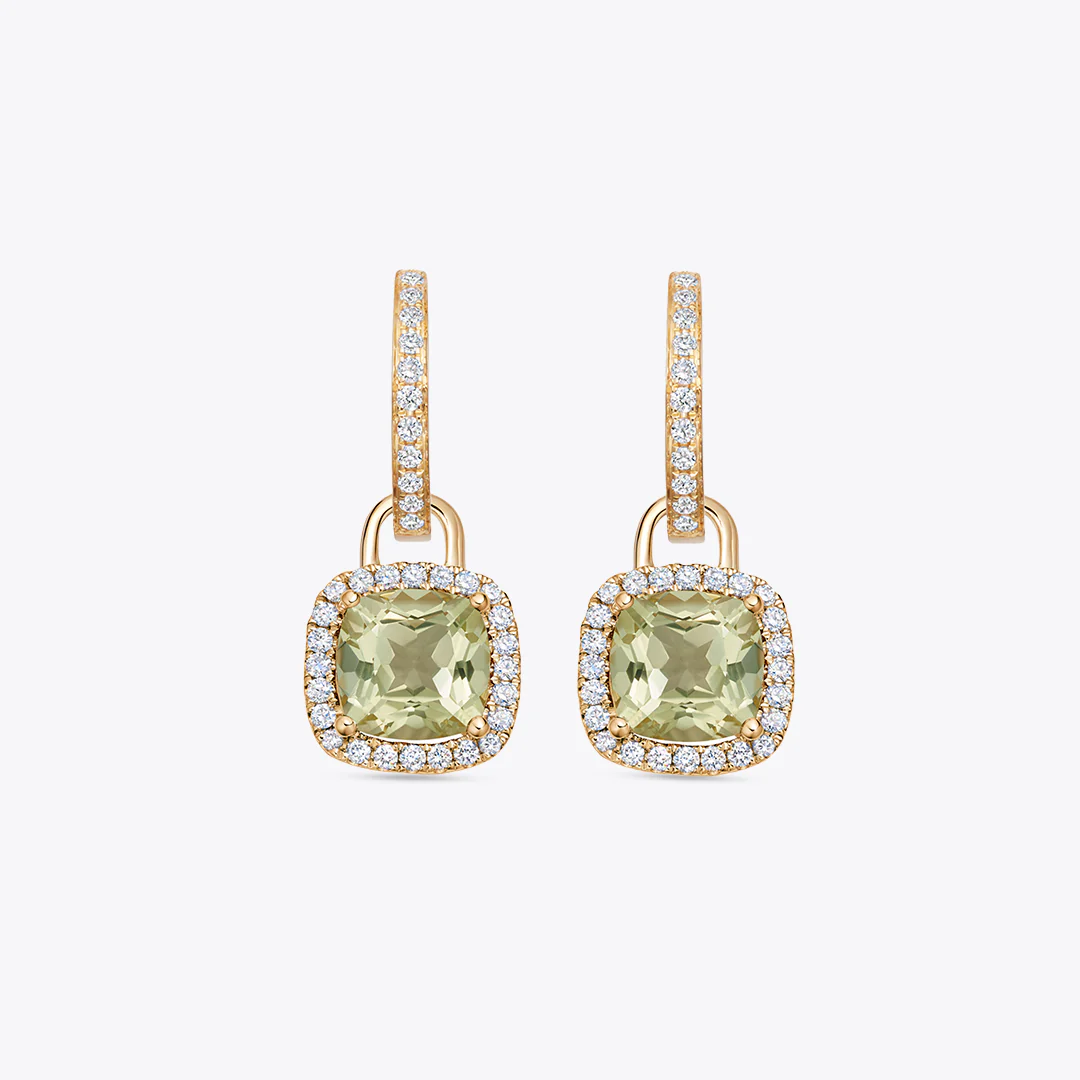 Kiki Cushion Mini Lemon Quartz and Diamond Detachable Drops