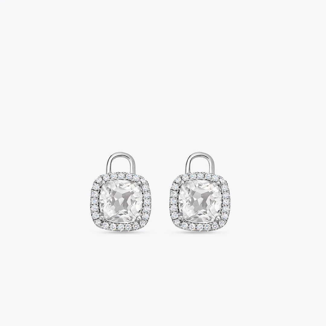 Kiki Cushion Mini White Topaz and Diamond Detachable Drops