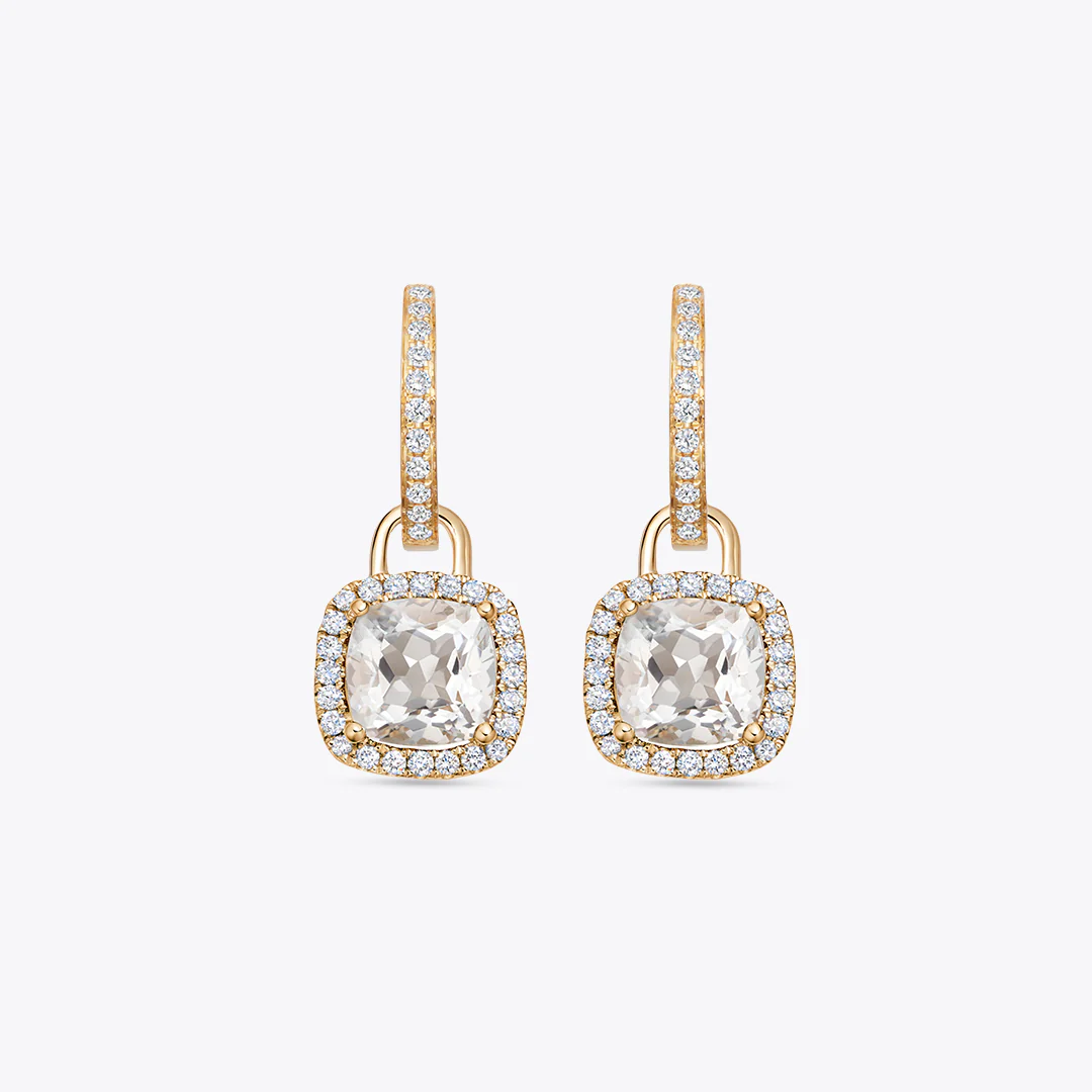 Kiki Cushion Mini White Topaz and Diamond Detachable Earrings