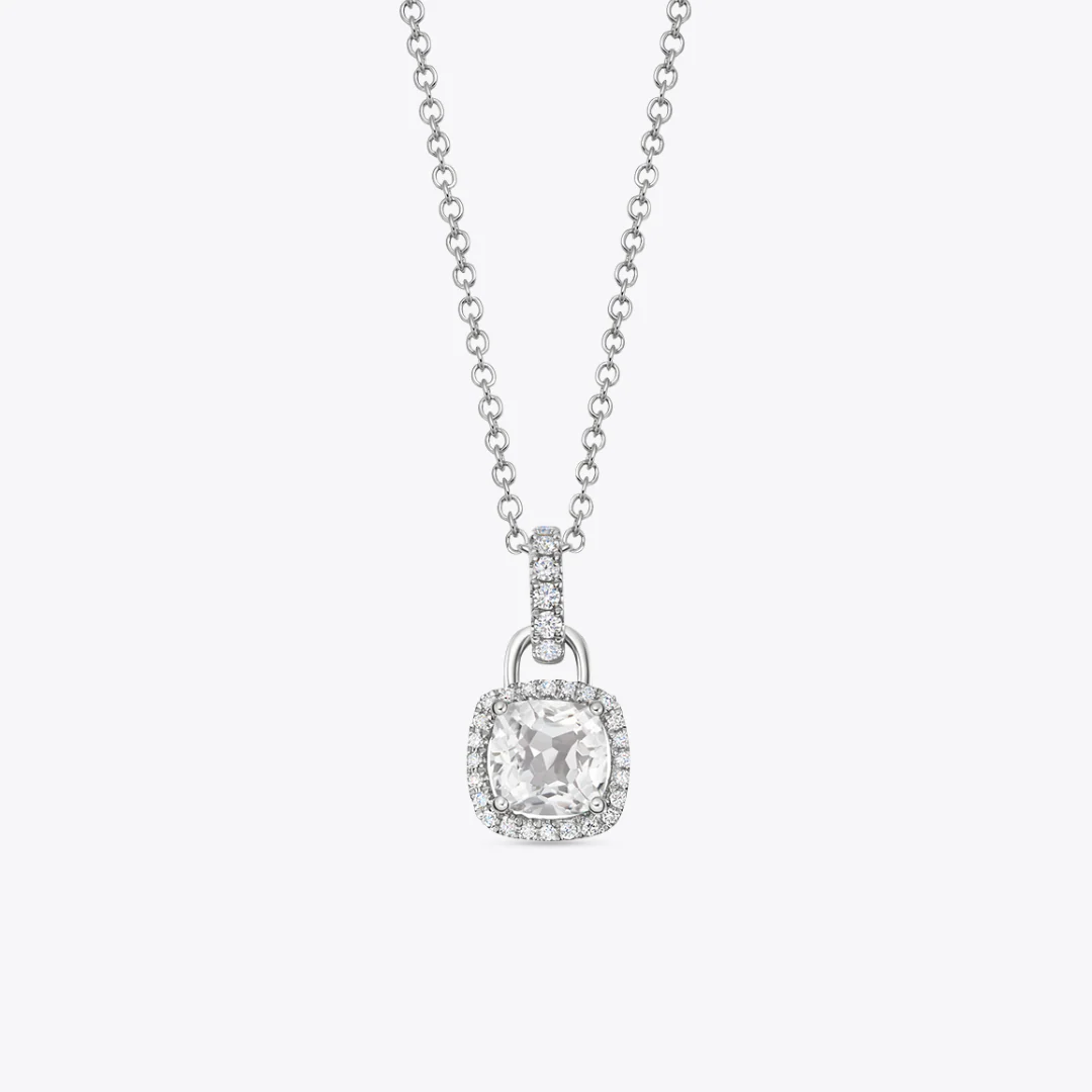 Kiki Cushion Mini White Topaz and Diamond Pendant