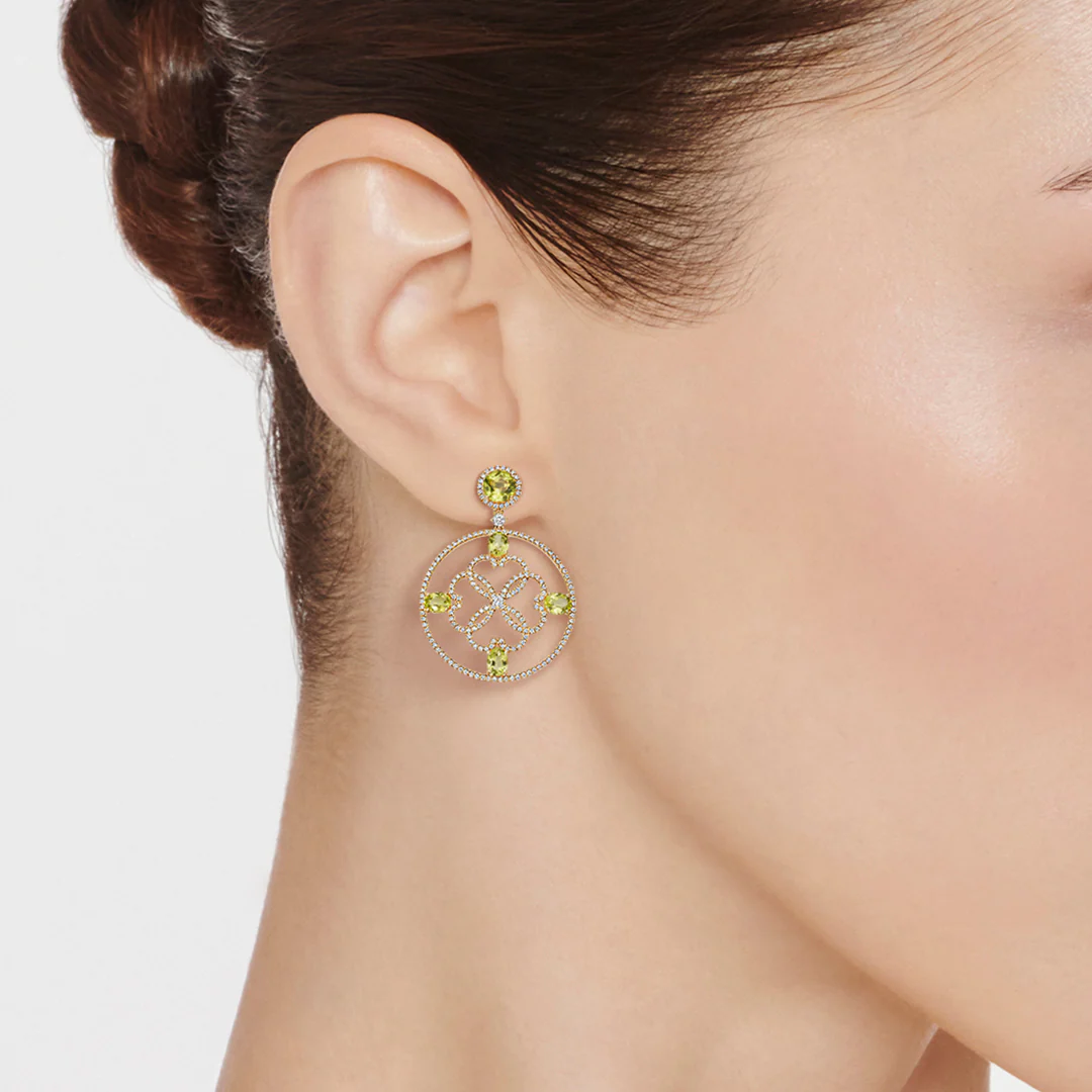 Kiki Diamonds Circle Peridot Earrings - Image 2