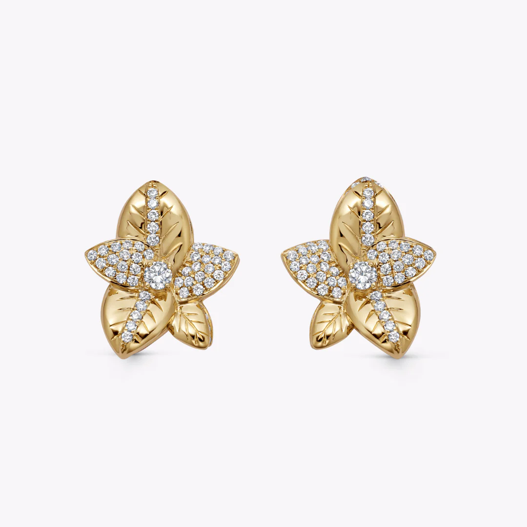 Lauren Diamond Detailing Foliage Earrings