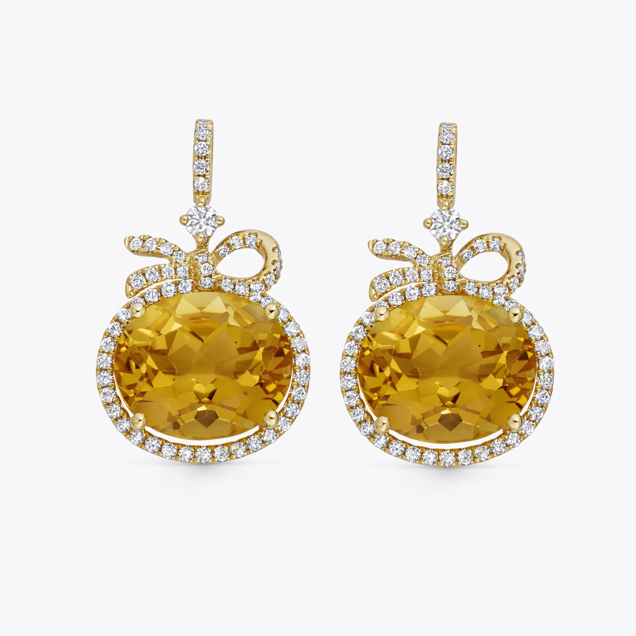 Kiki Retrospective 'Flowers and Bows' Citrine and Diamond Earrings