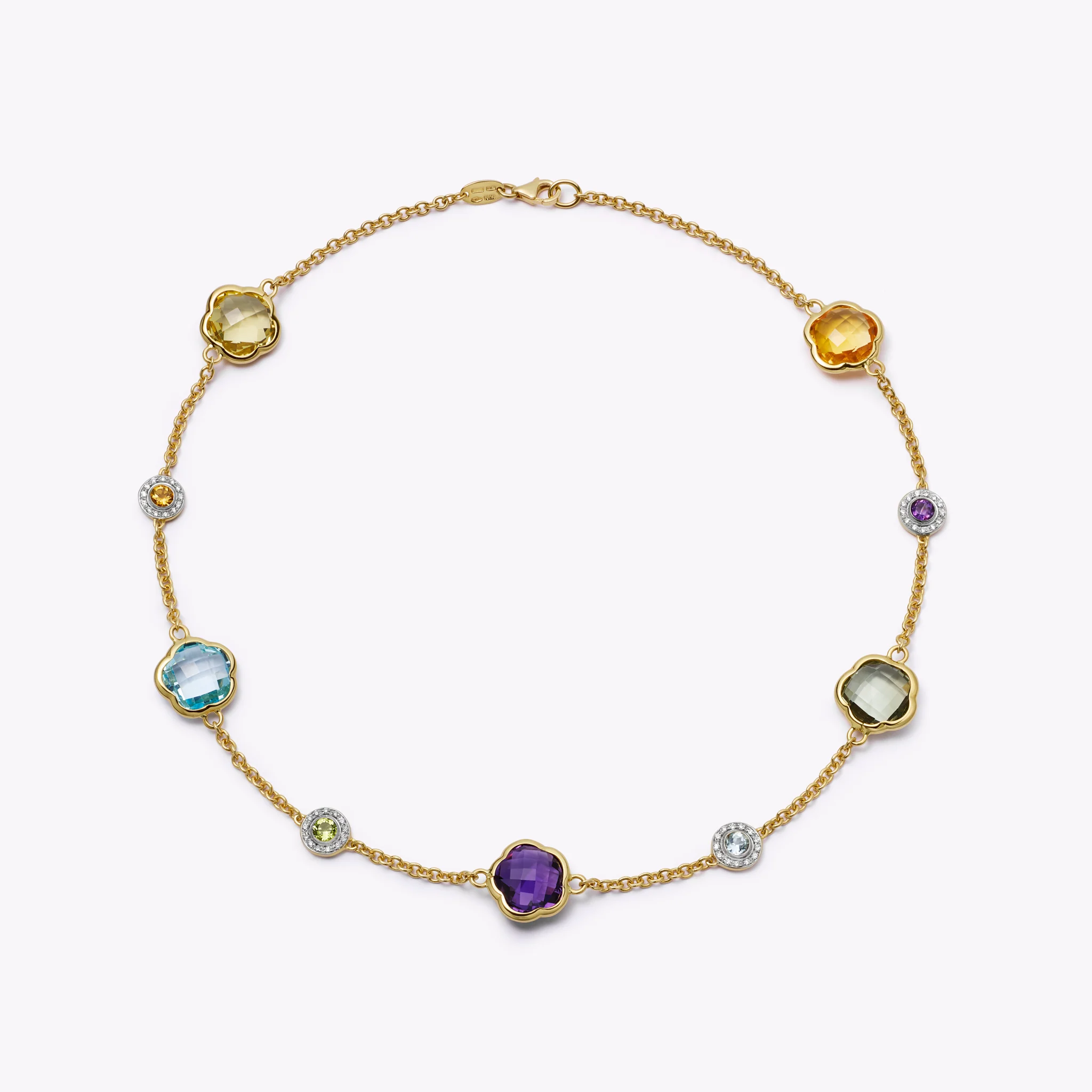 Kiki Retrospective Gemstone Flower and Diamond Cluster Necklace
