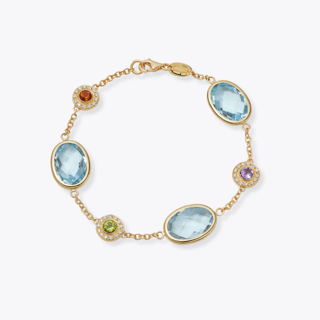 Kiki Retrospective Blue Topaz, Amethyst, Peridot, Citrine and Diamond Bracelet