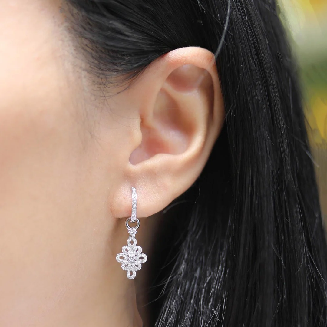 Lace Diamond Detachable Earrings - Image 2
