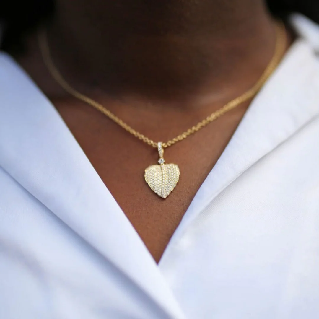 Lauren Small Pave Diamond Leaf Pendant - Image 2