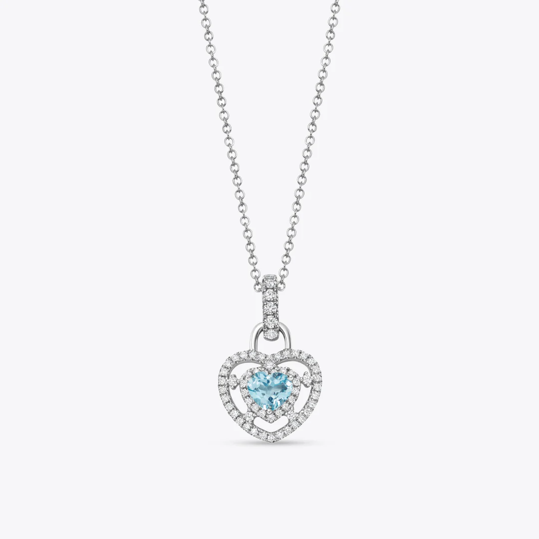 Lovestruck Blue Topaz and Diamond Heart Pendant Only - Image 2