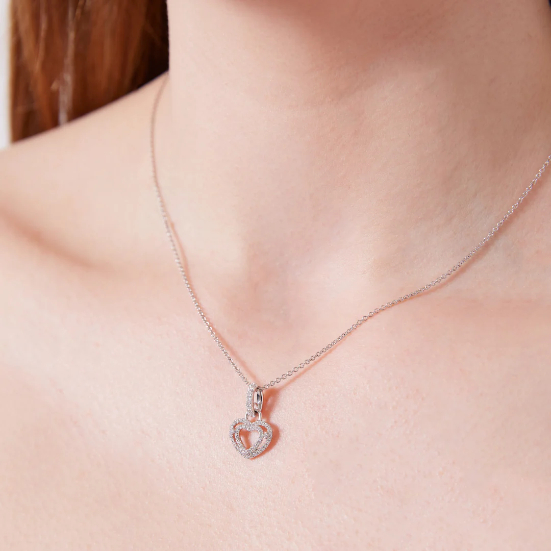 Lovestruck Diamond Double Outline Heart Pendant Only - Image 2