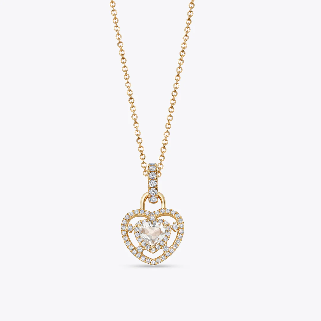 Lovestruck White Topaz and Diamond Heart Pendant Only - Image 2