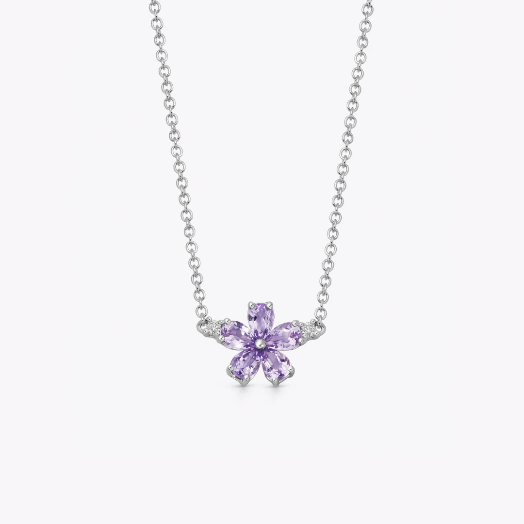 Petals Amethyst and Diamond Necklace
