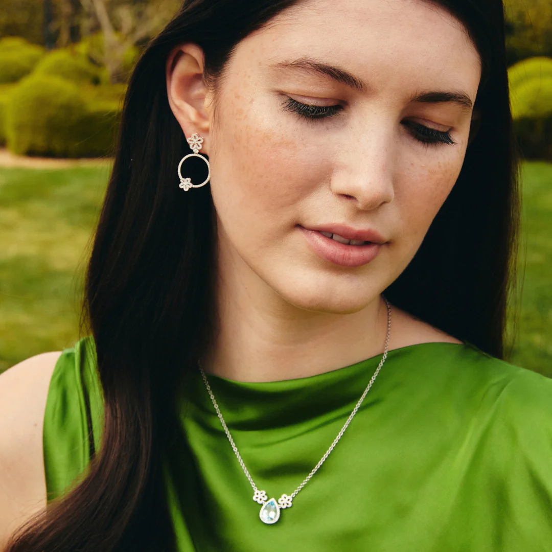 Special Editions Aquamarine Pear and Diamond Daisy Necklace - Image 2
