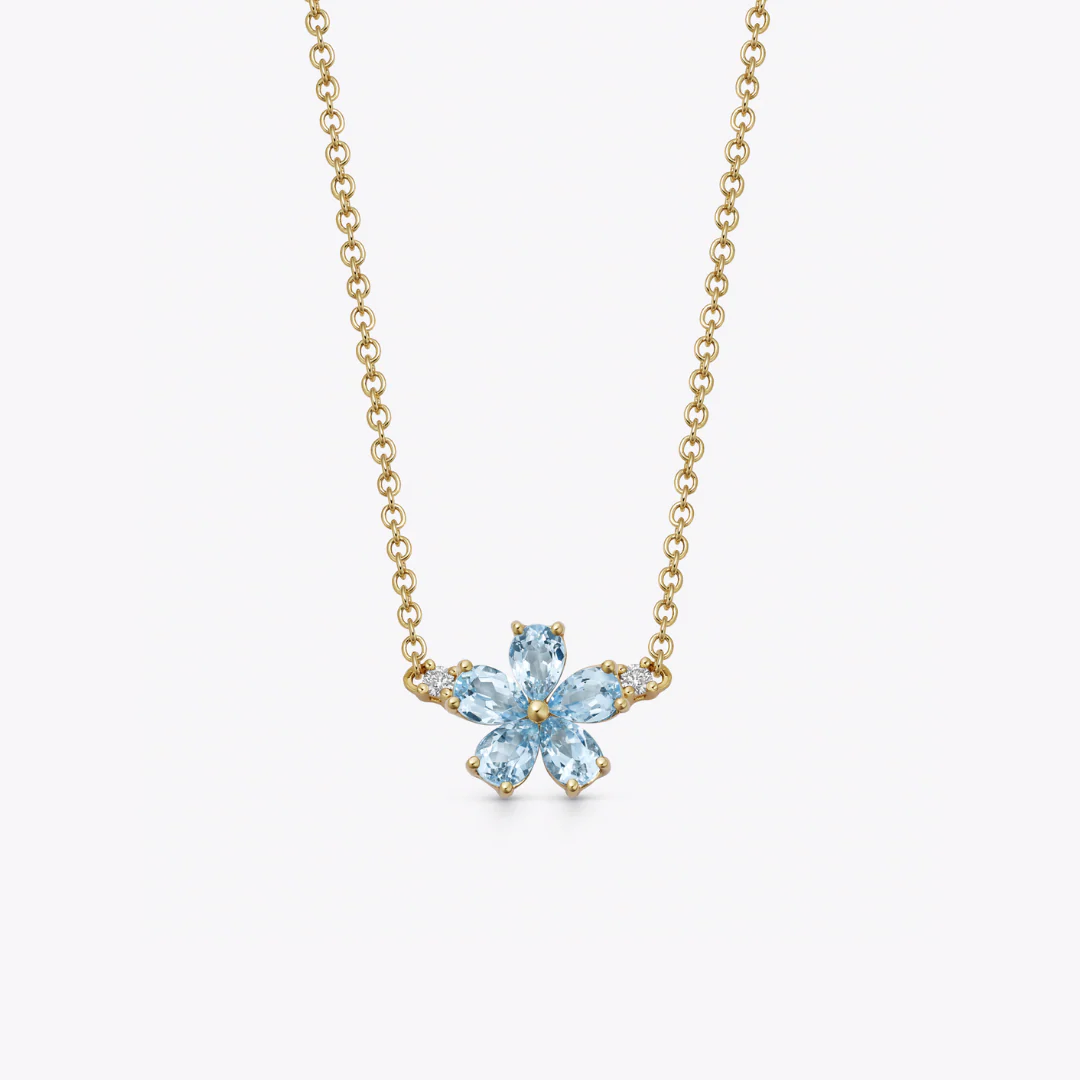 Petals Blue Topaz and Diamond Necklace