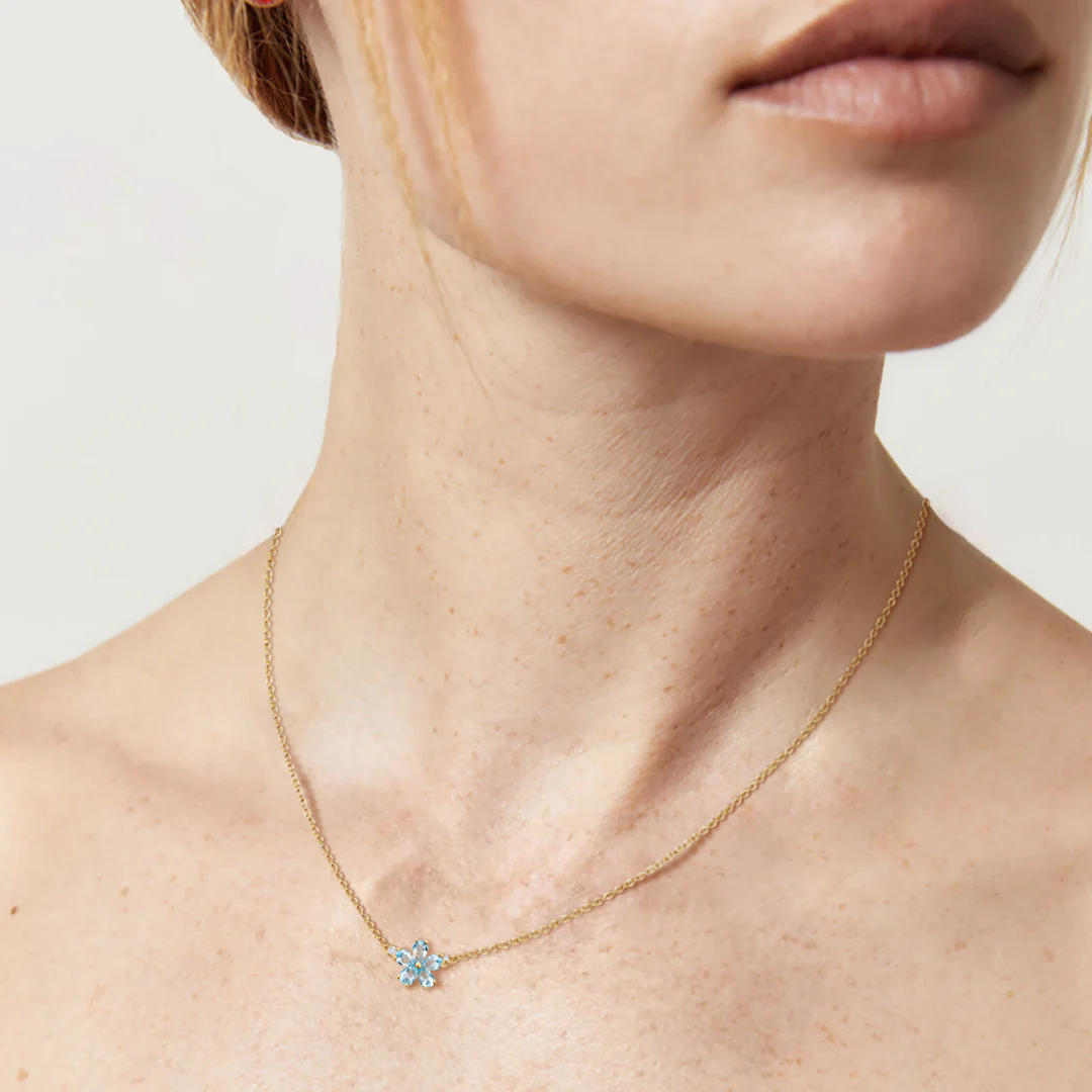 Petals Blue Topaz and Diamond Necklace - Image 2