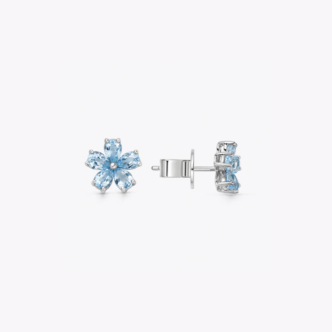 Petals Blue Topaz Studs - Image 2