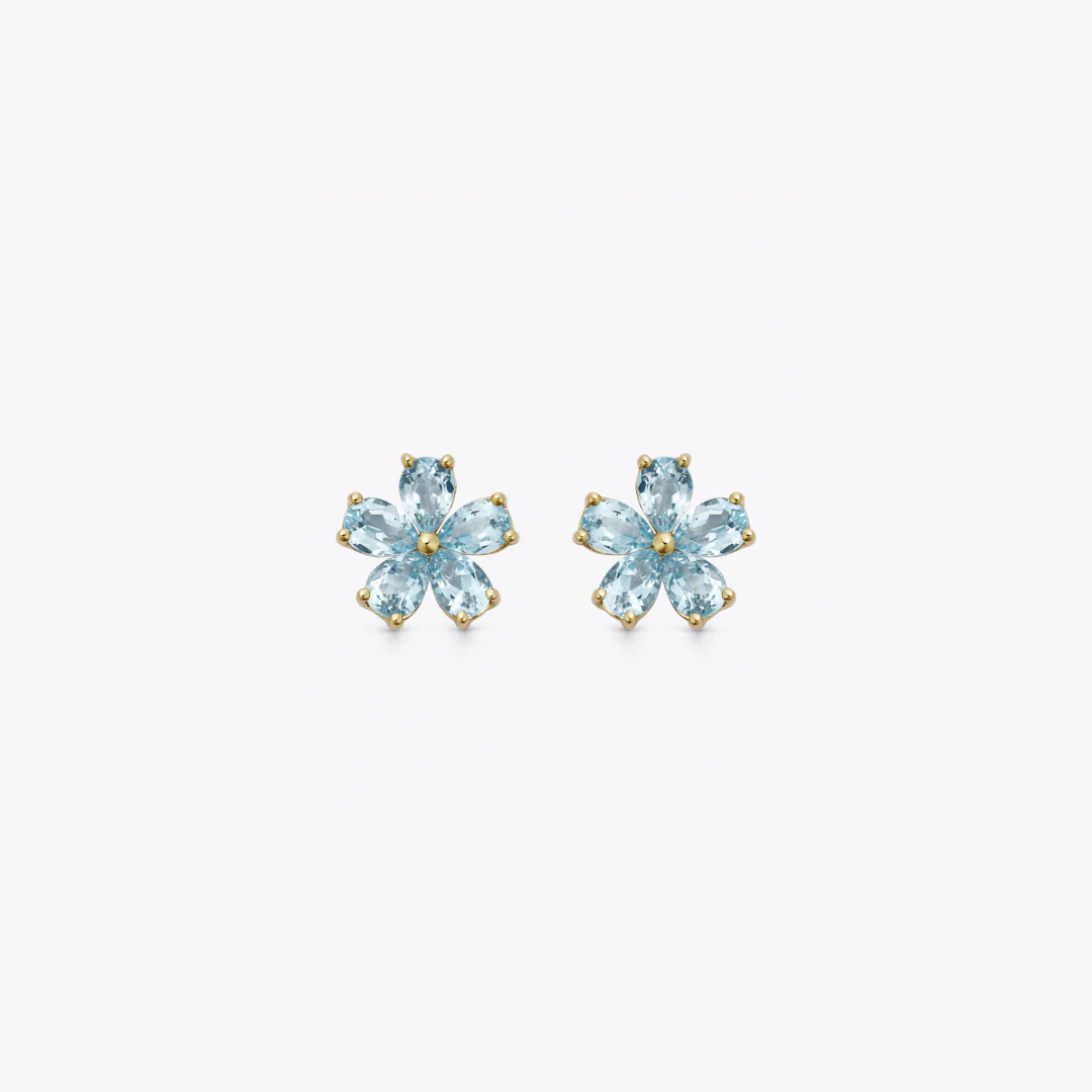 Petals Blue Topaz Studs