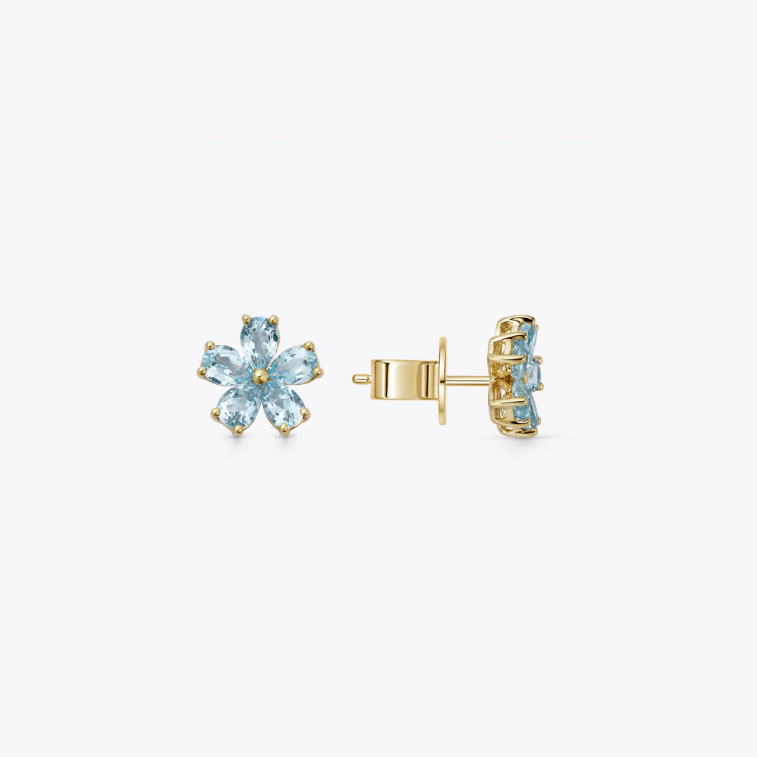 Petals Blue Topaz Studs - Image 2
