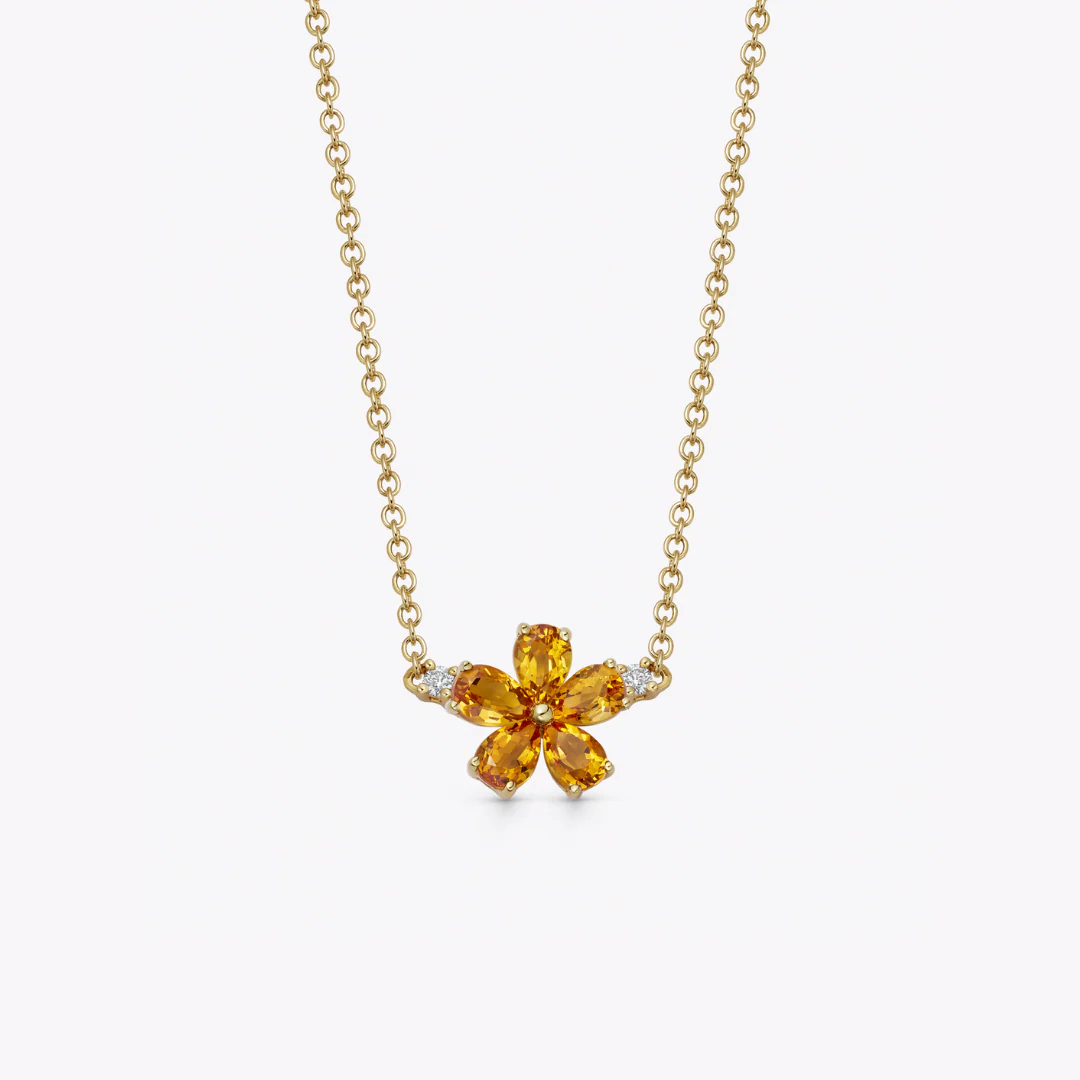 Petals Citrine and Diamond Necklace
