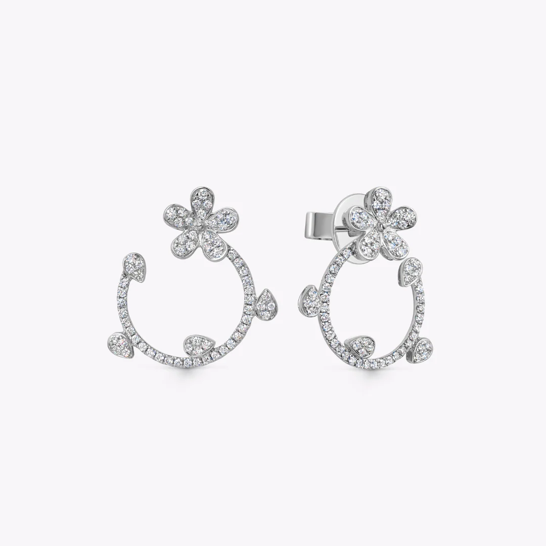 Petals Pave Diamond Curl Earrings - Image 3