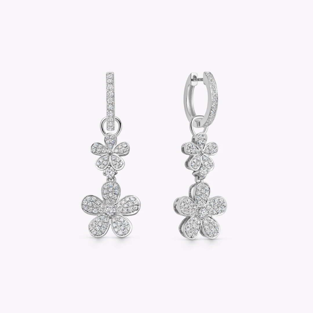 Petals Diamond Pavé Double Flower Detachable Drops - Image 3