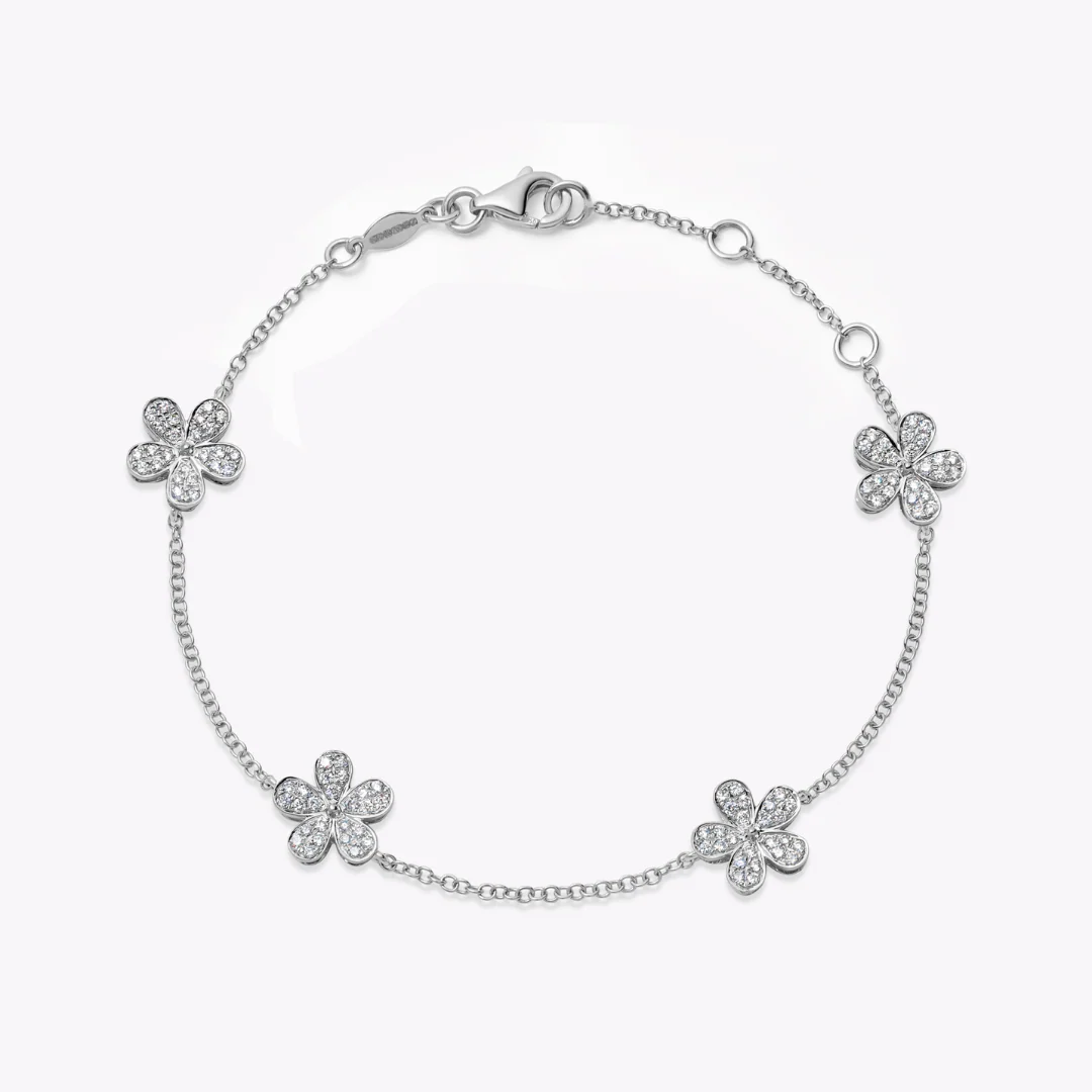 Petals Pave Diamond Multi Flower Bracelet