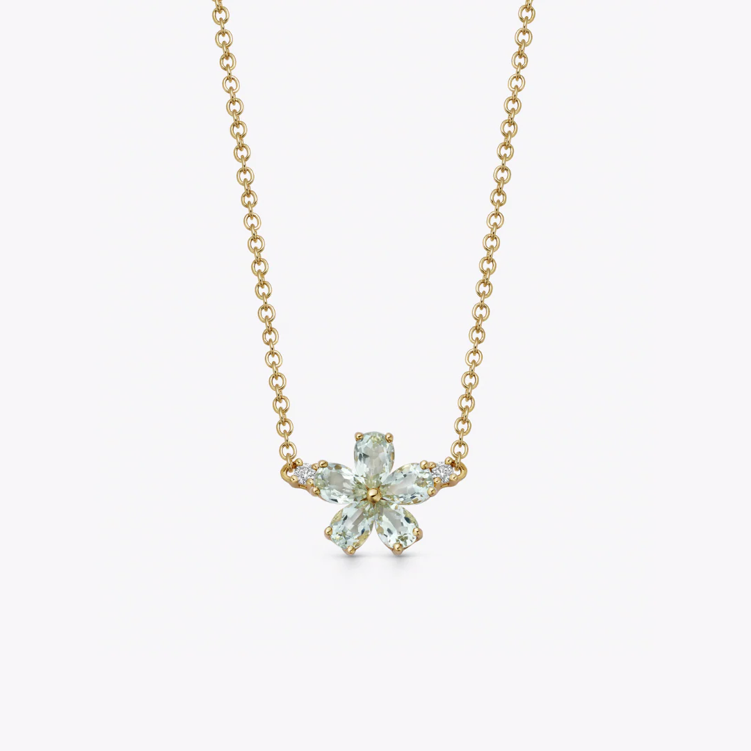 Petals Green Amethyst and Diamond Necklace