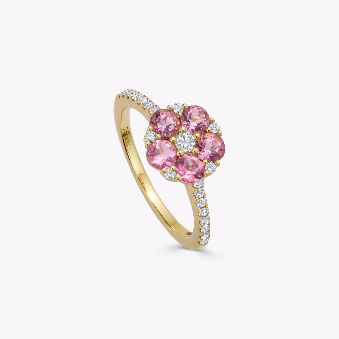 Petals Pink Tourmaline and Diamond Ring