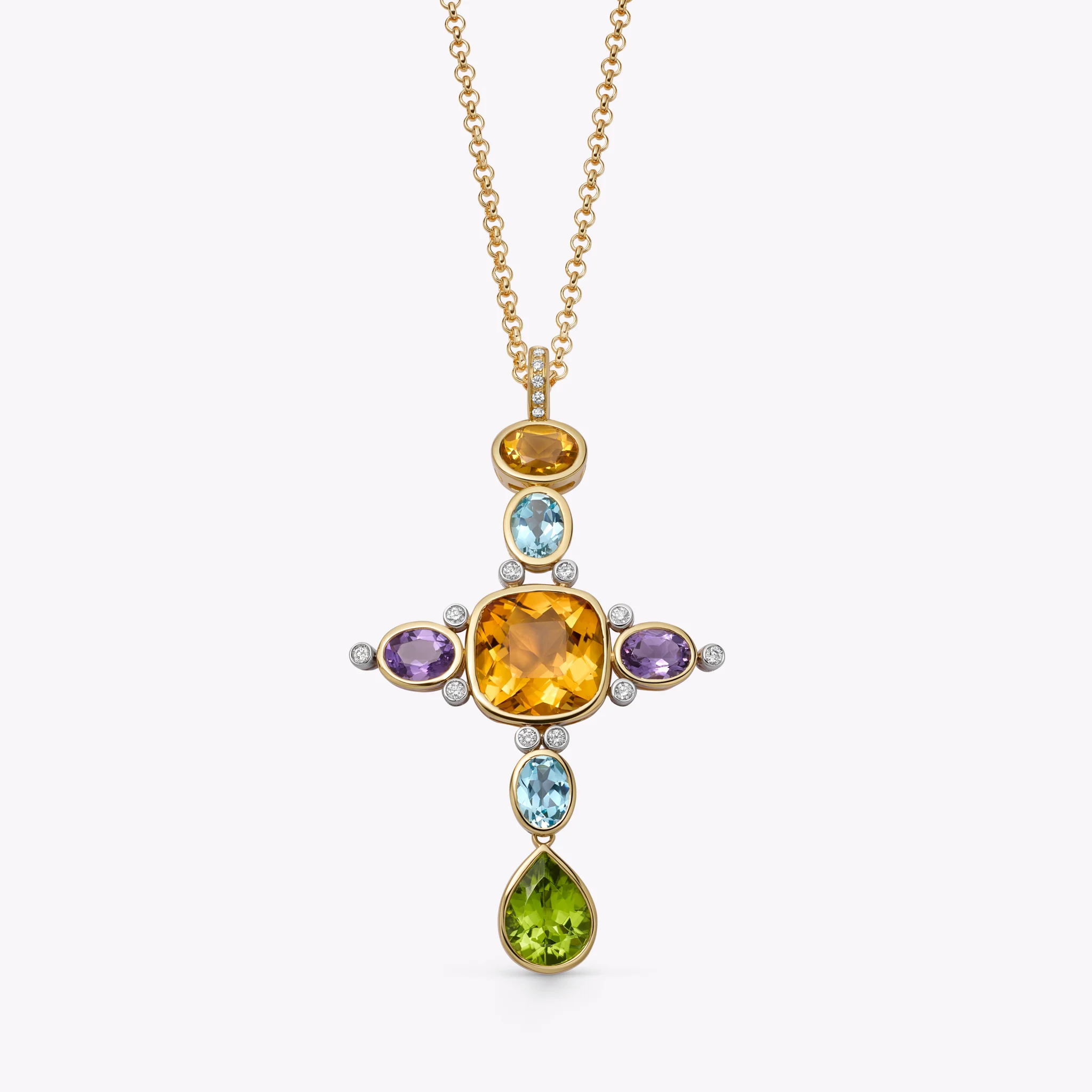 Kiki Retrospective 'Signatures' Peridot, Citrine, Blue Topaz, Amethyst and Diamond Pendant